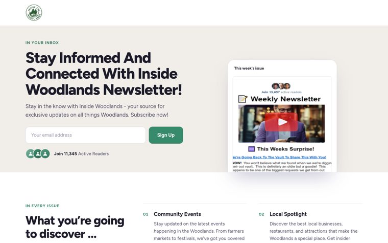 The Inside The Woodlands newsletter website